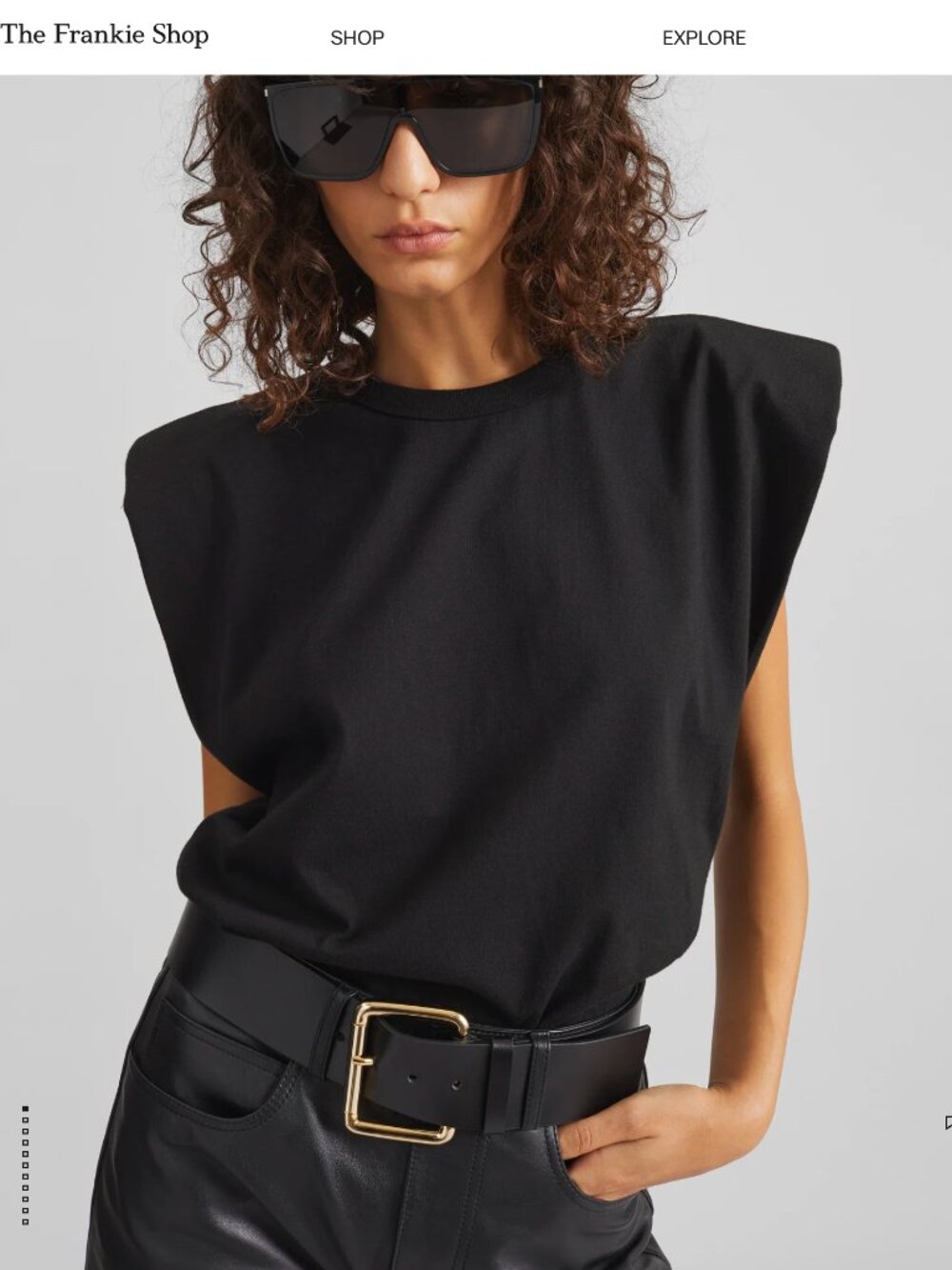 The Frankie Shop Eva Padded Shoulder Muscle T-Shirt - Black
